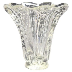 Mid-Century Murano Art Glass Transparent Vase