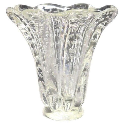 Mid-Century Murano Art Glass Transparent Vase