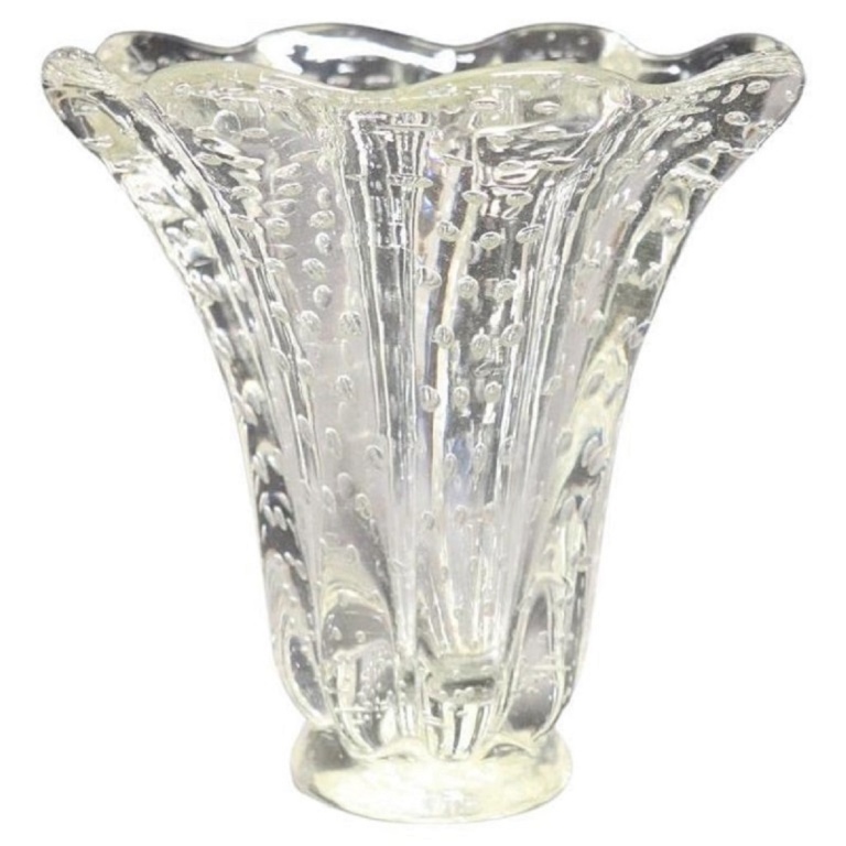 Mid-Century Murano Art Glass Transparent Vase