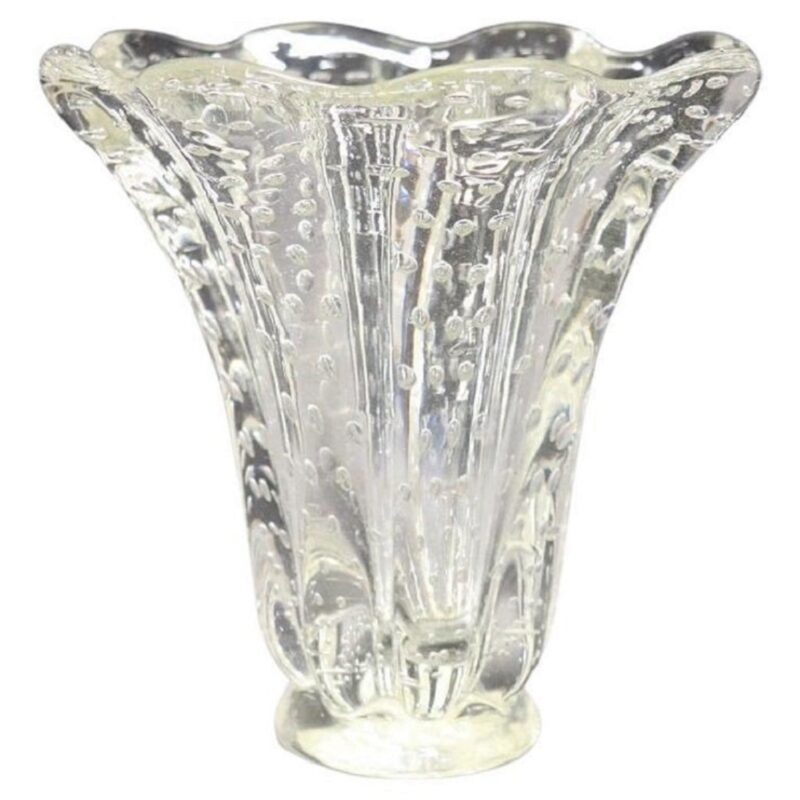 Mid-Century Murano Art Glass Transparent Vase