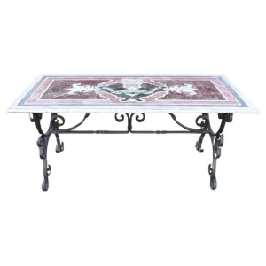Garden Table in Iron with Marble Top
