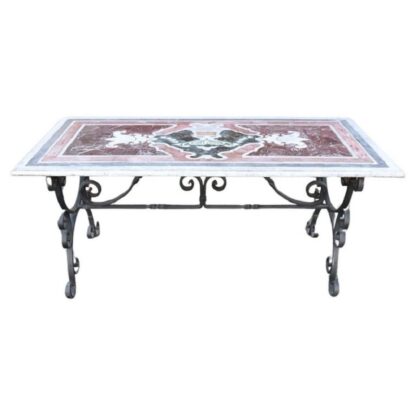 Garden Table in Iron with Marble Top