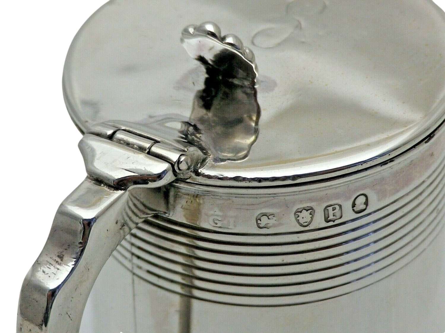 Georgian 1810 Antique Solid Silver Large Tankard Mustard Jam Pot