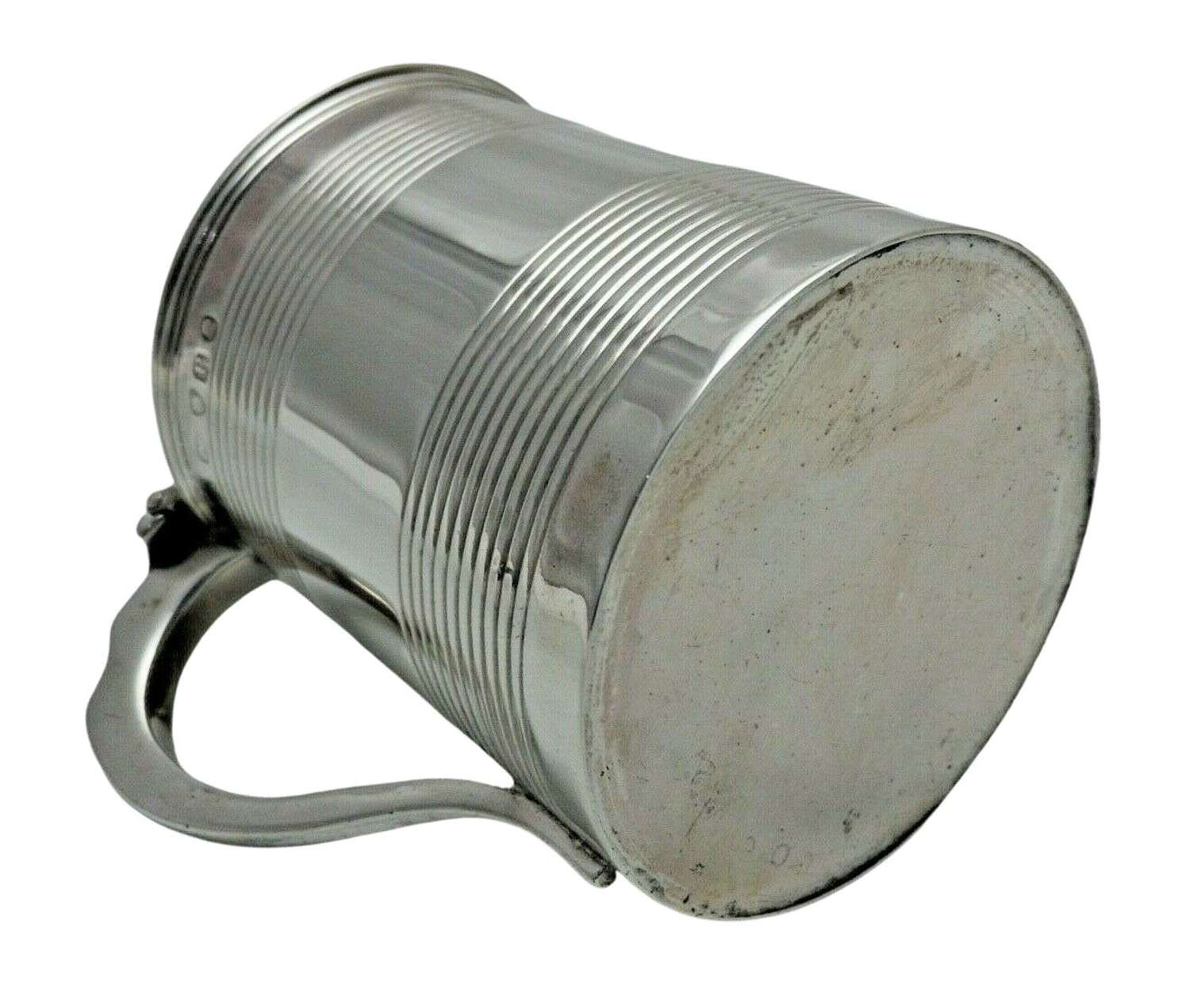 Georgian 1810 Antique Solid Silver Large Tankard Mustard Jam Pot