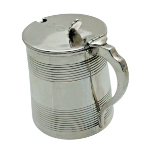 Georgian 1810 Antique Solid Silver Large Tankard Mustard Jam Pot