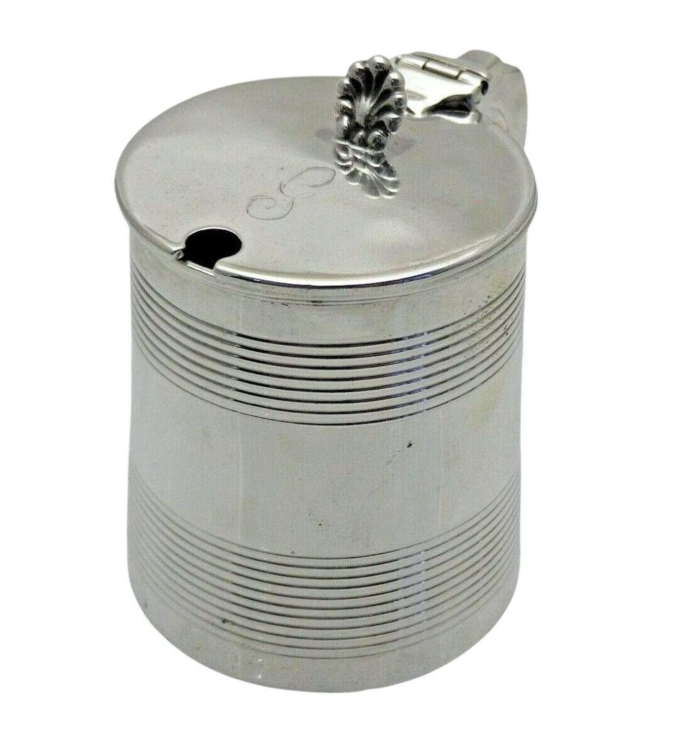 Georgian 1810 Antique Solid Silver Large Tankard Mustard Jam Pot