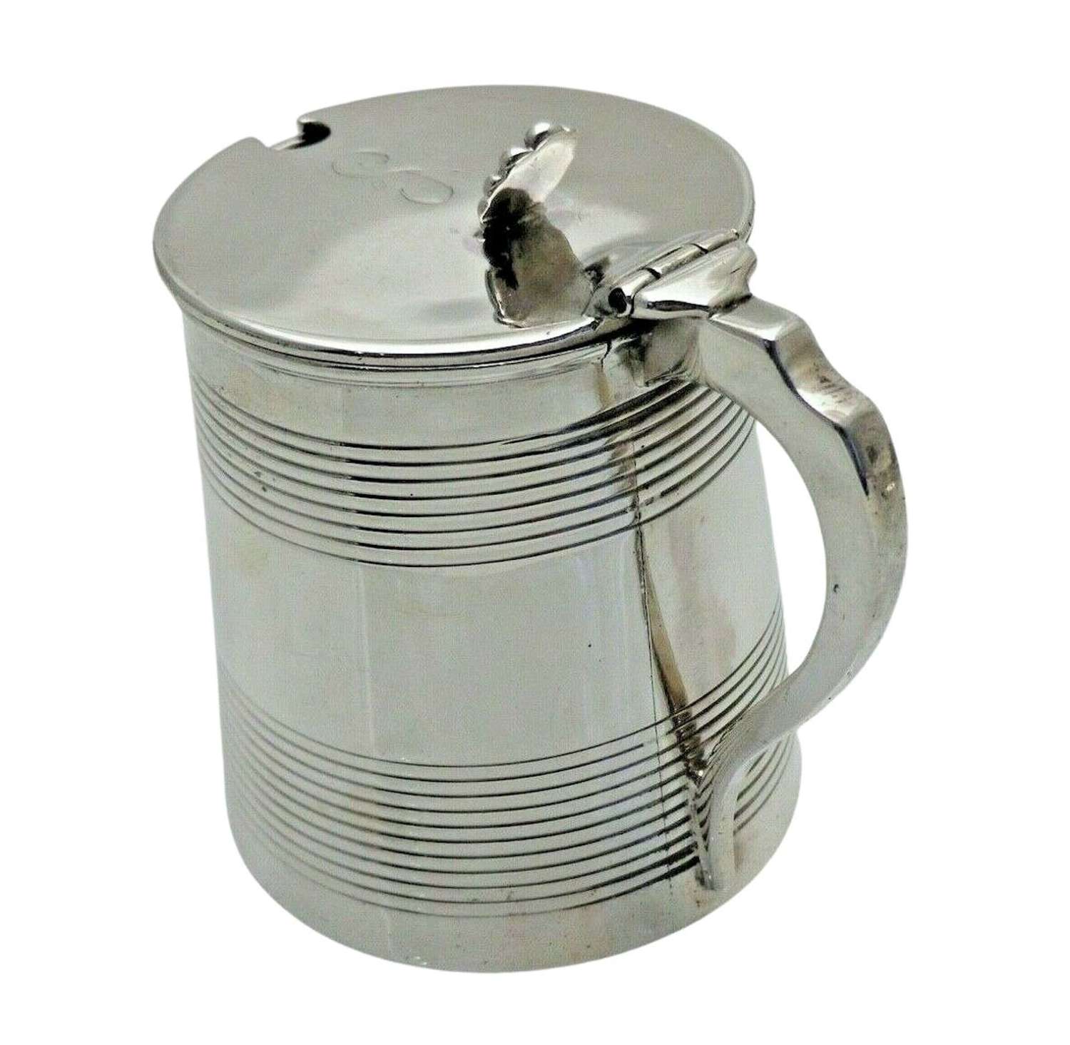 Georgian 1810 Antique Solid Silver Large Tankard Mustard Jam Pot