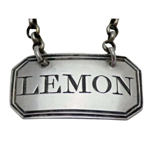 Georgian Antique Solid Silver Lemon Label or Ticket with Decanter