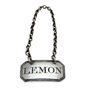 Georgian Antique Solid Silver Lemon Label or Ticket with Decanter