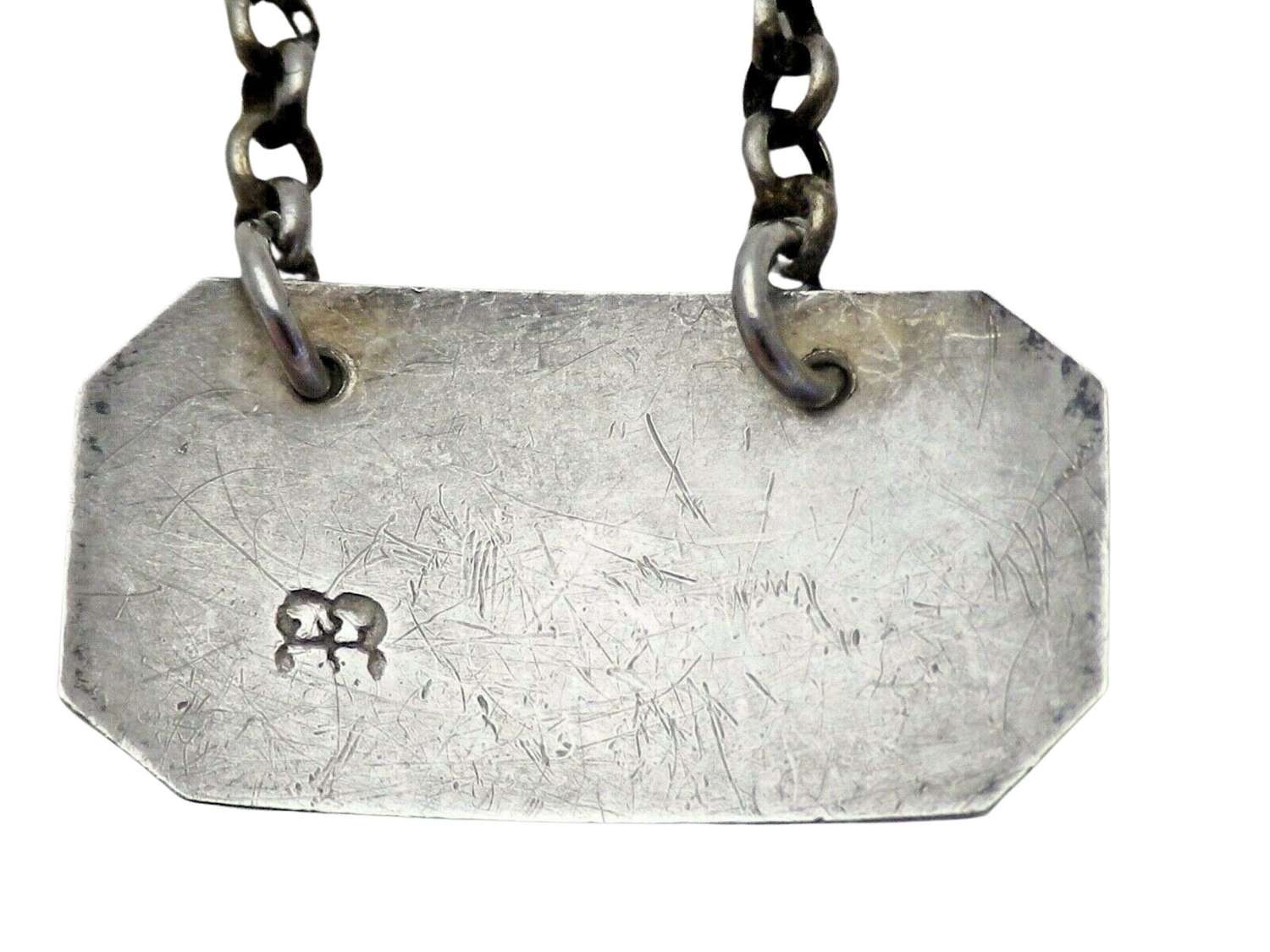 Georgian Antique Solid Silver Lemon Label or Ticket with Decanter
