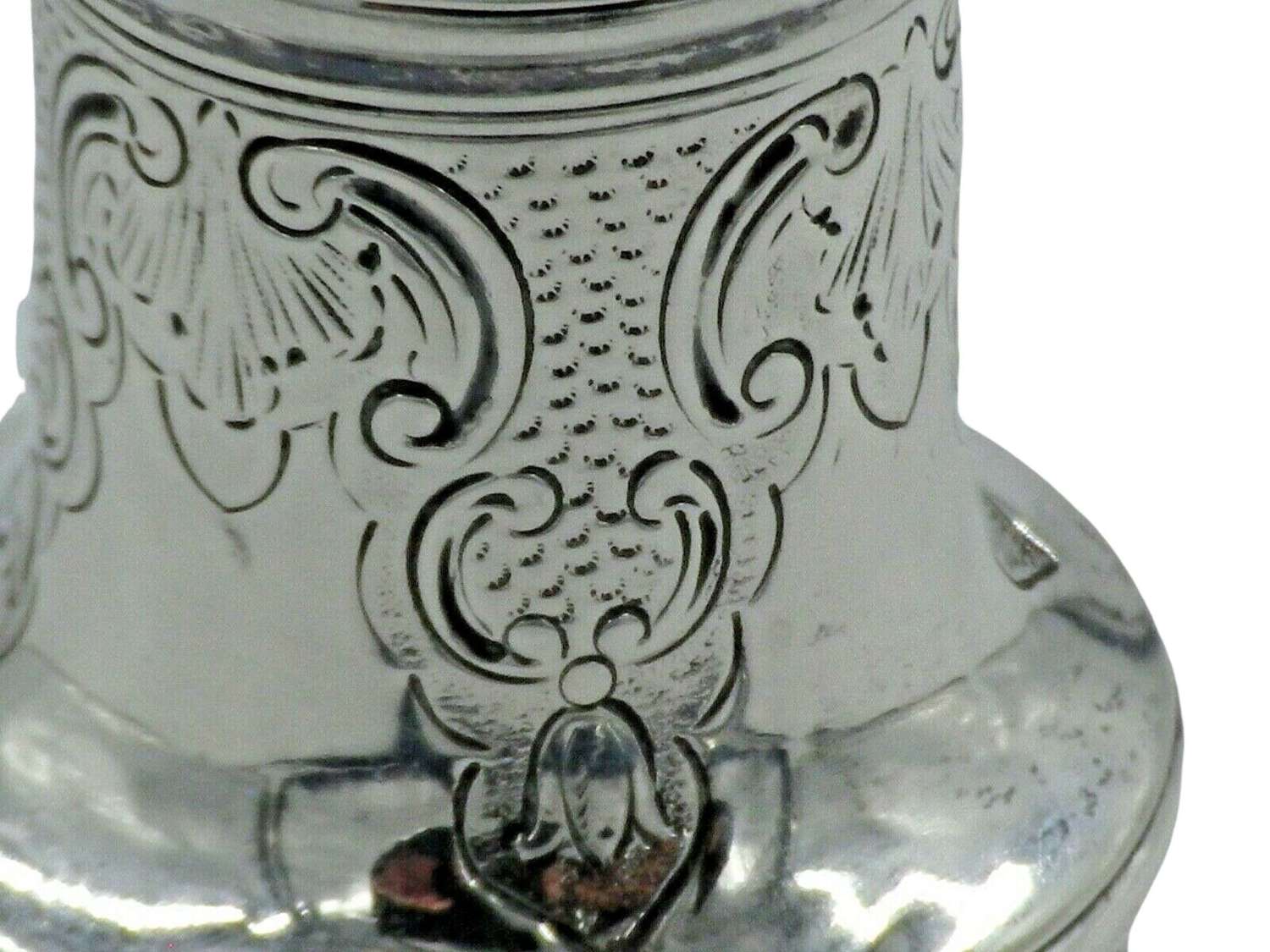 Georgian II 1744 Antique Solid Silver Pounce Shaker Pepper Pot