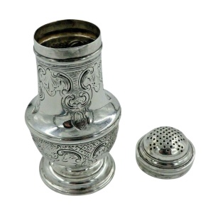 Georgian II 1744 Antique Solid Silver Pounce Shaker Pepper Pot