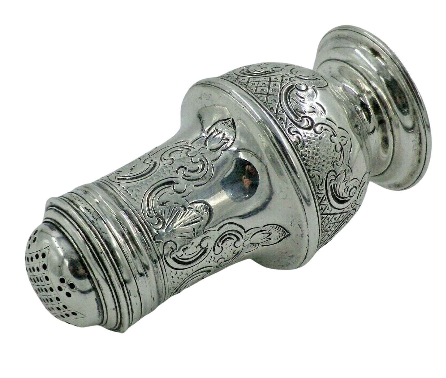 Georgian II 1744 Antique Solid Silver Pounce Shaker Pepper Pot