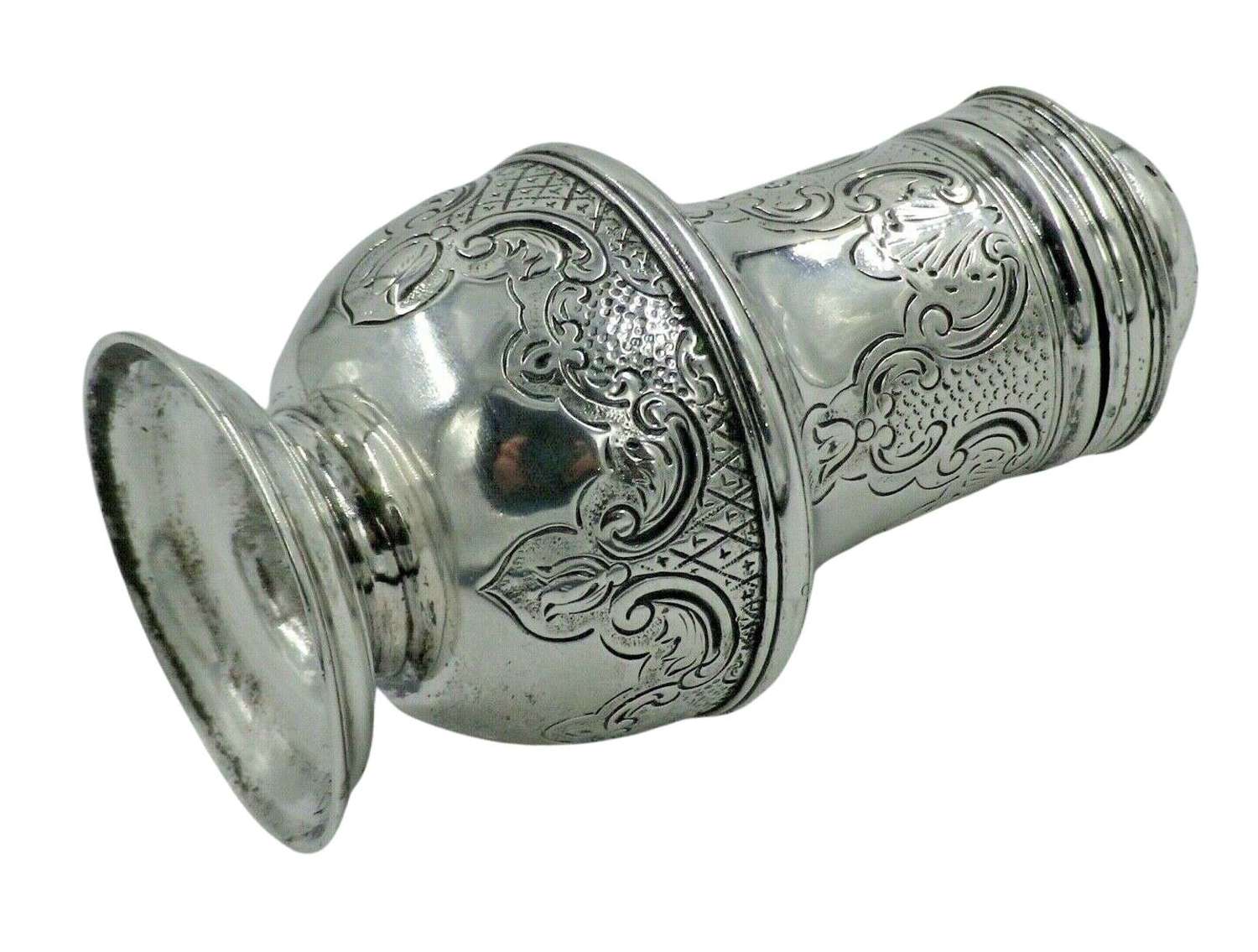 Georgian II 1744 Antique Solid Silver Pounce Shaker Pepper Pot