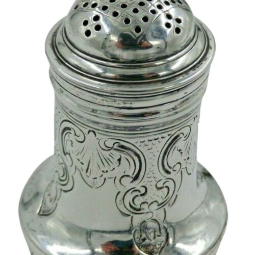Georgian II 1744 Antique Solid Silver Pounce Shaker Pepper Pot