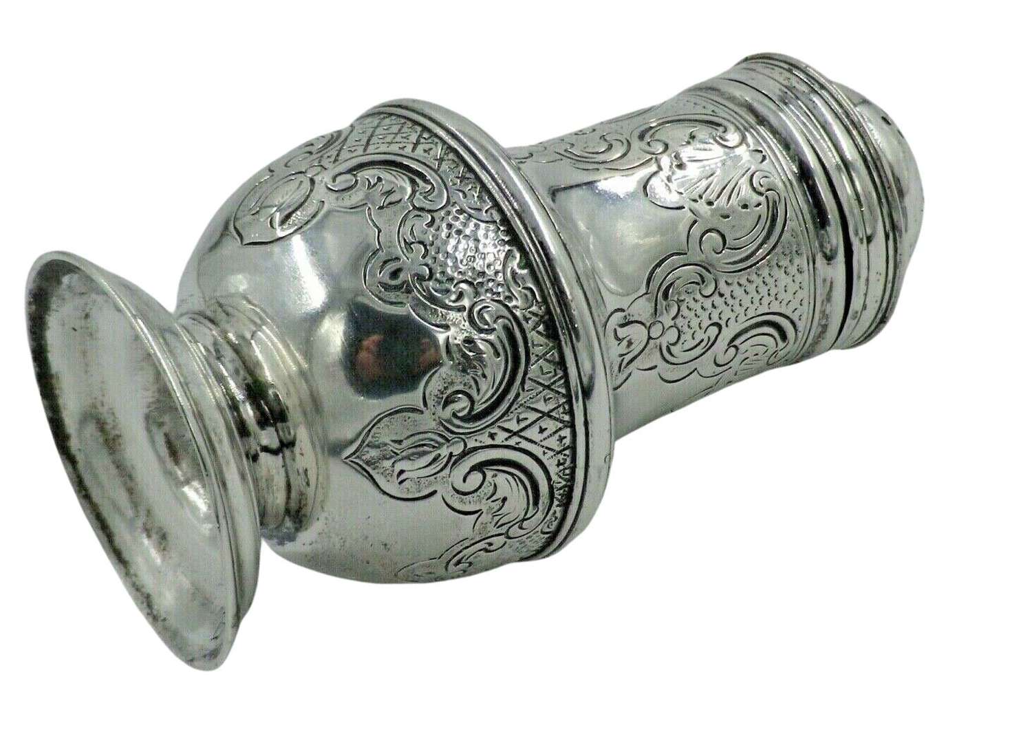 Georgian II 1744 Antique Solid Silver Pounce Shaker Pepper Pot