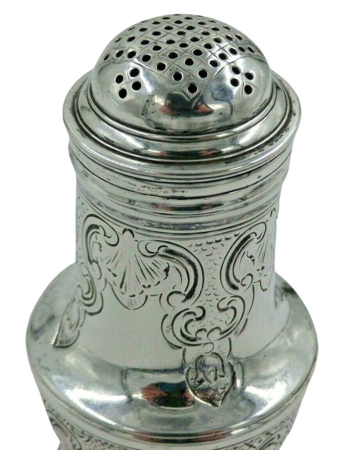 Georgian II 1744 Antique Solid Silver Pounce Shaker Pepper Pot