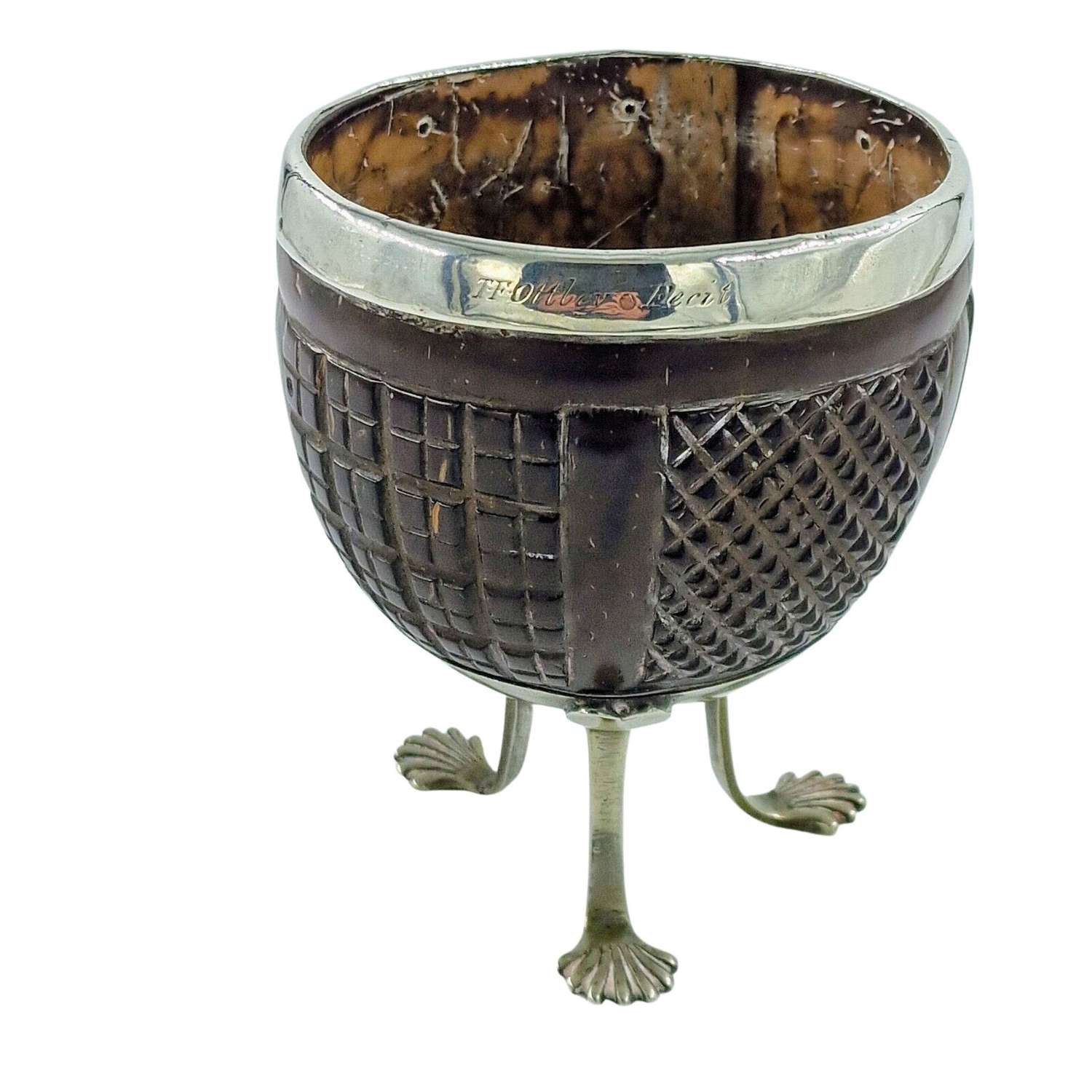Georgian Solid Silver and Coconut Goblet c1780
