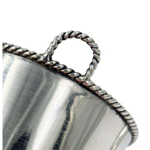 Pair Antique Solid Silver Novelty Milk Pail Salt Cellars with Spoons