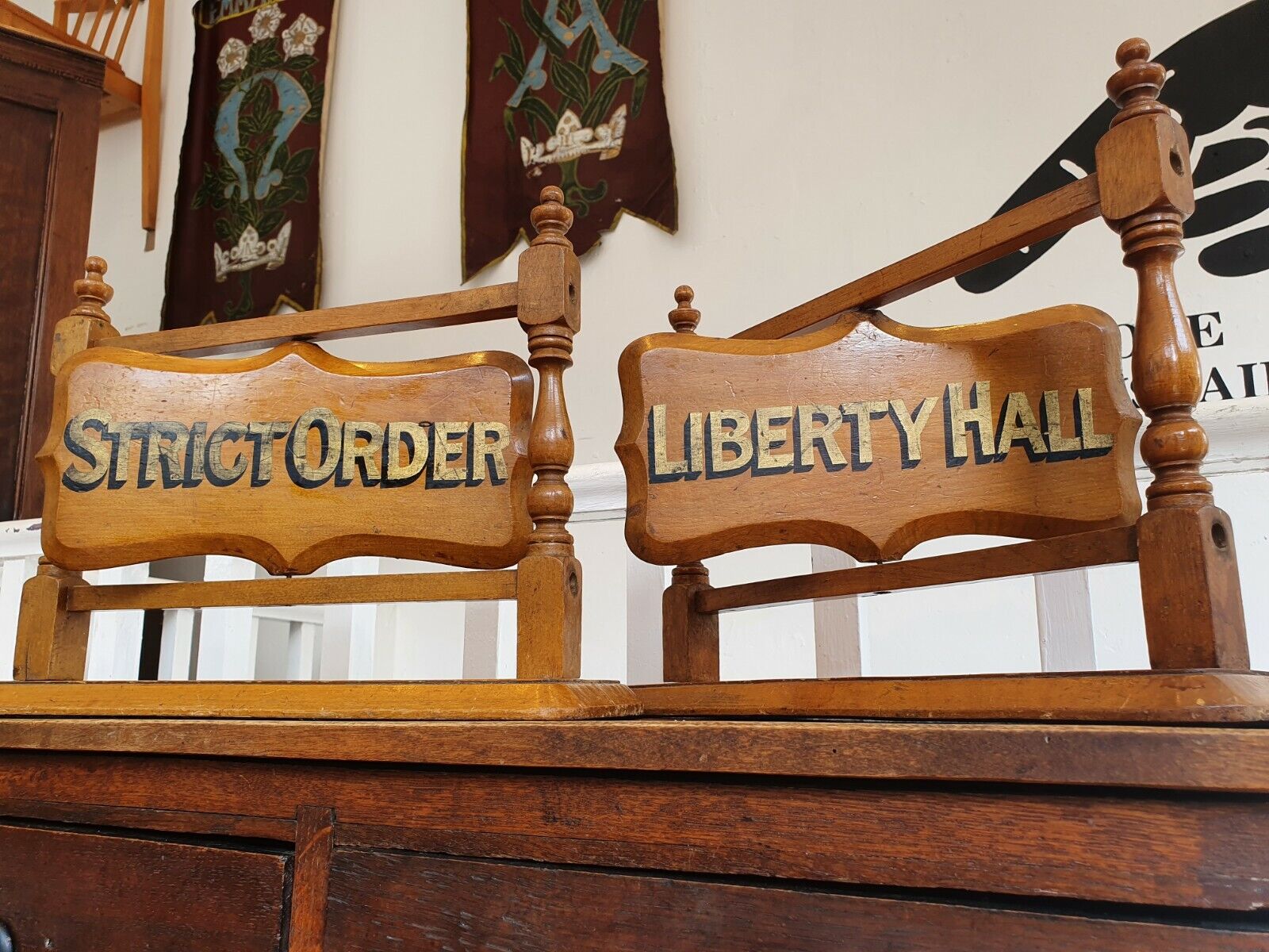 Pair of Edwardian Masonic Meeting Board Signs
