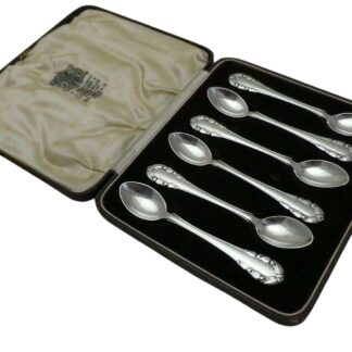 Rare Georg Jensen Cased 6 Solid Silver Teaspoons Lily of the Valley