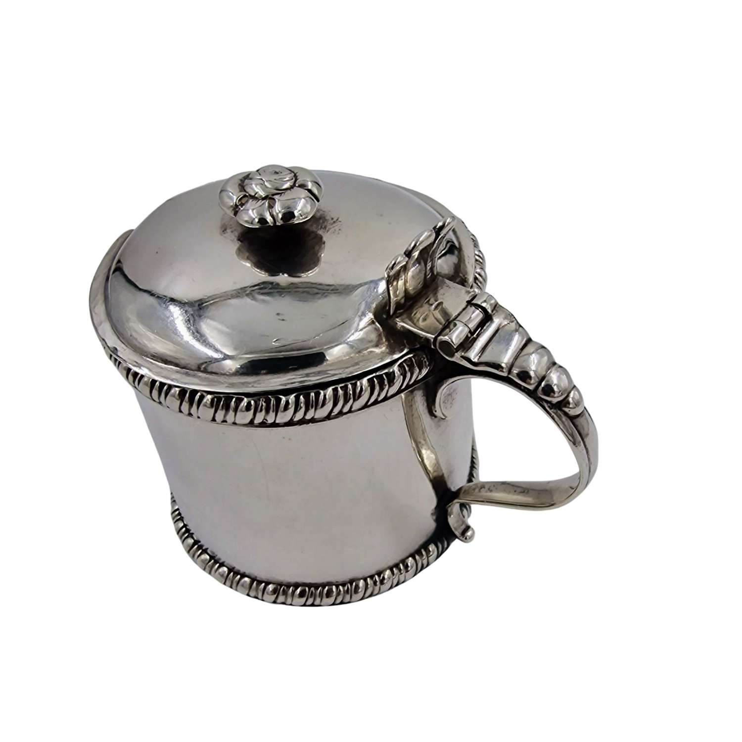 RARE Irish Georgian Solid Silver Mustard Preserve Pot