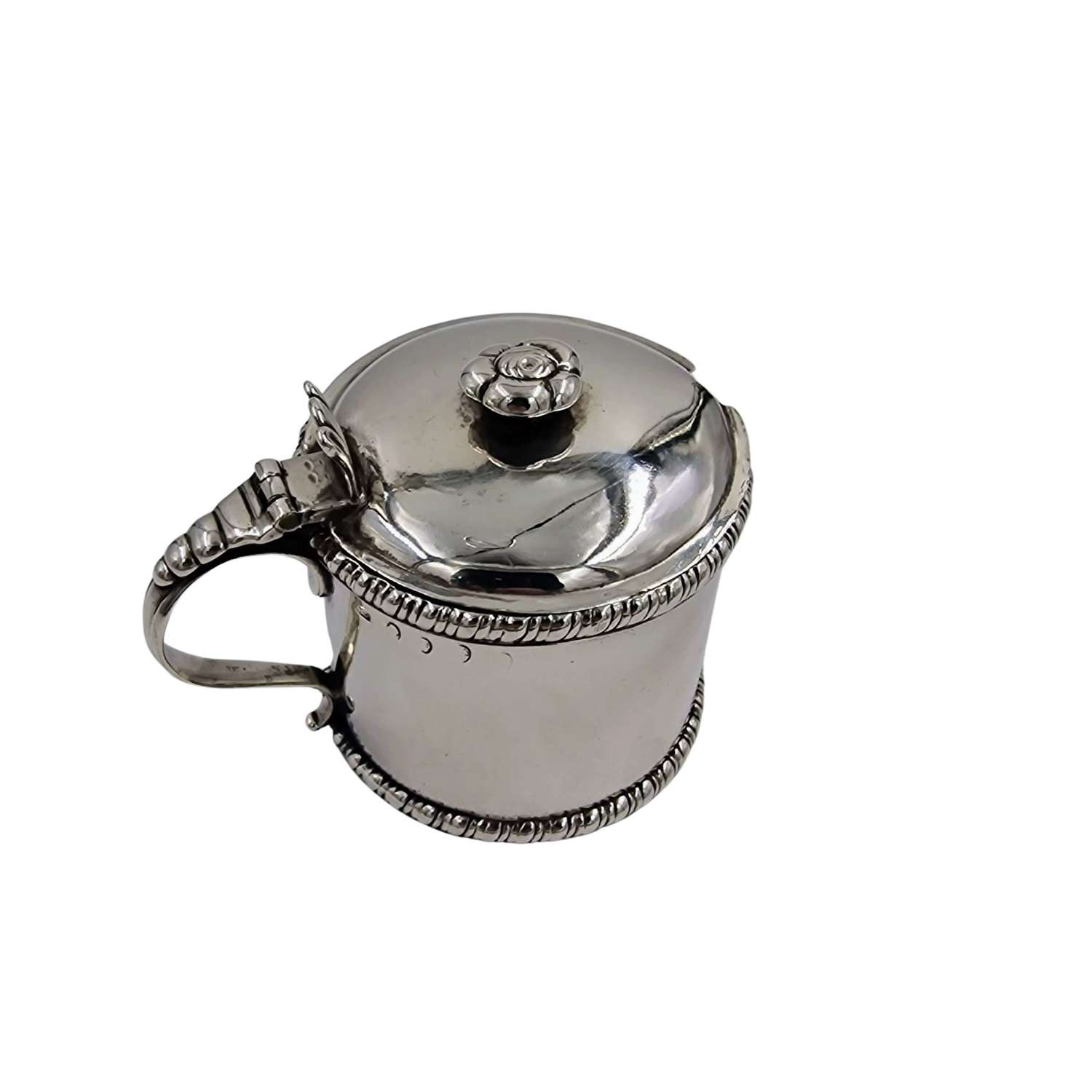 RARE Irish Georgian Solid Silver Mustard Preserve Pot