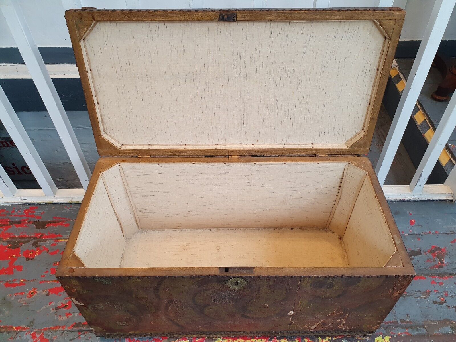 18th Century Swedish Painted Leather Bound Marriage Chest
