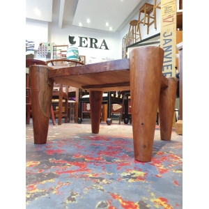 1960s Solid Walnut Brutalist Belgian Coffee Table.