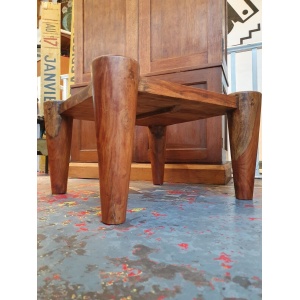 1960s Solid Walnut Brutalist Belgian Coffee Table.