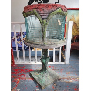 Antique Faux Bois Belgian Aviary Decorative Garden Ornament/Statue