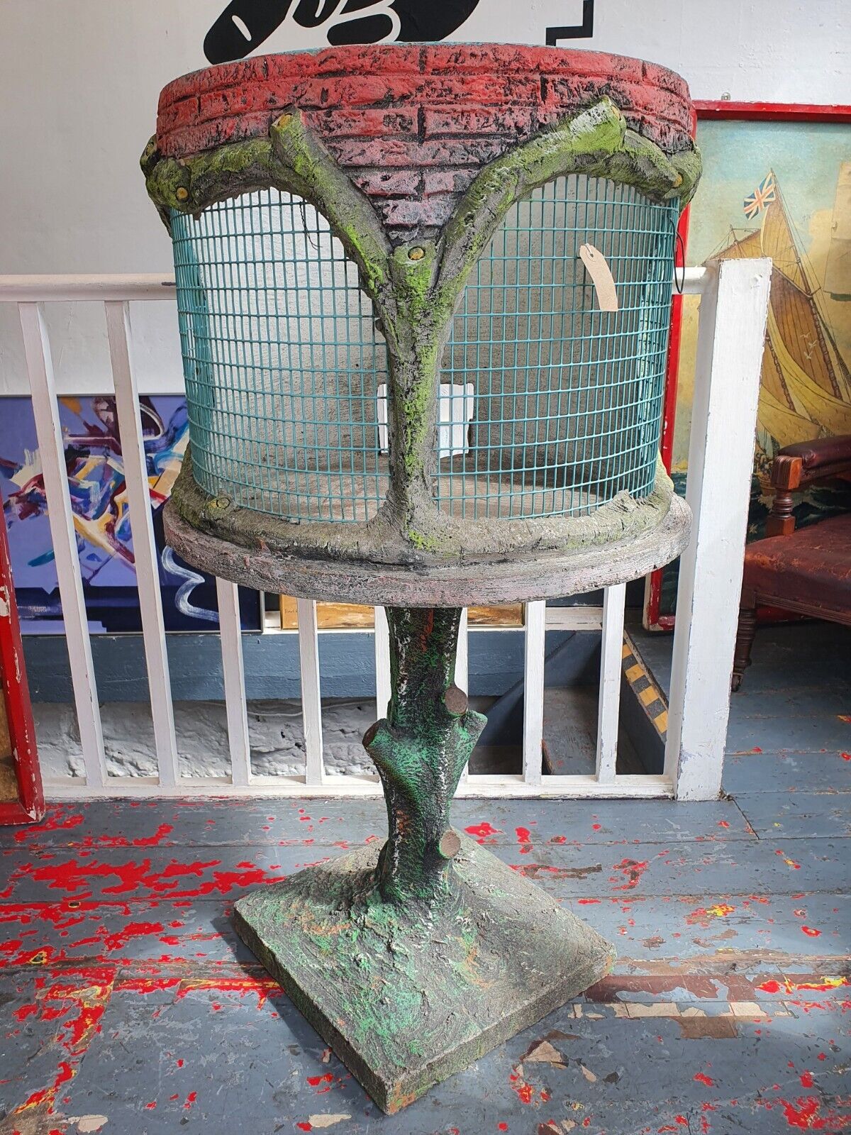 Antique Faux Bois Belgian Aviary Decorative Garden Ornament/Statue