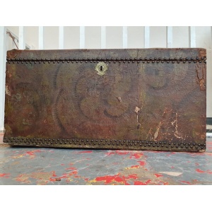 18th Century Swedish Painted Leather Bound Marriage Chest