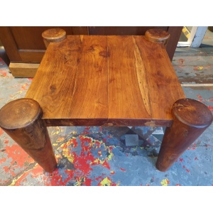 1960s Solid Walnut Brutalist Belgian Coffee Table.