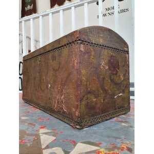 18th Century Swedish Painted Leather Bound Marriage Chest