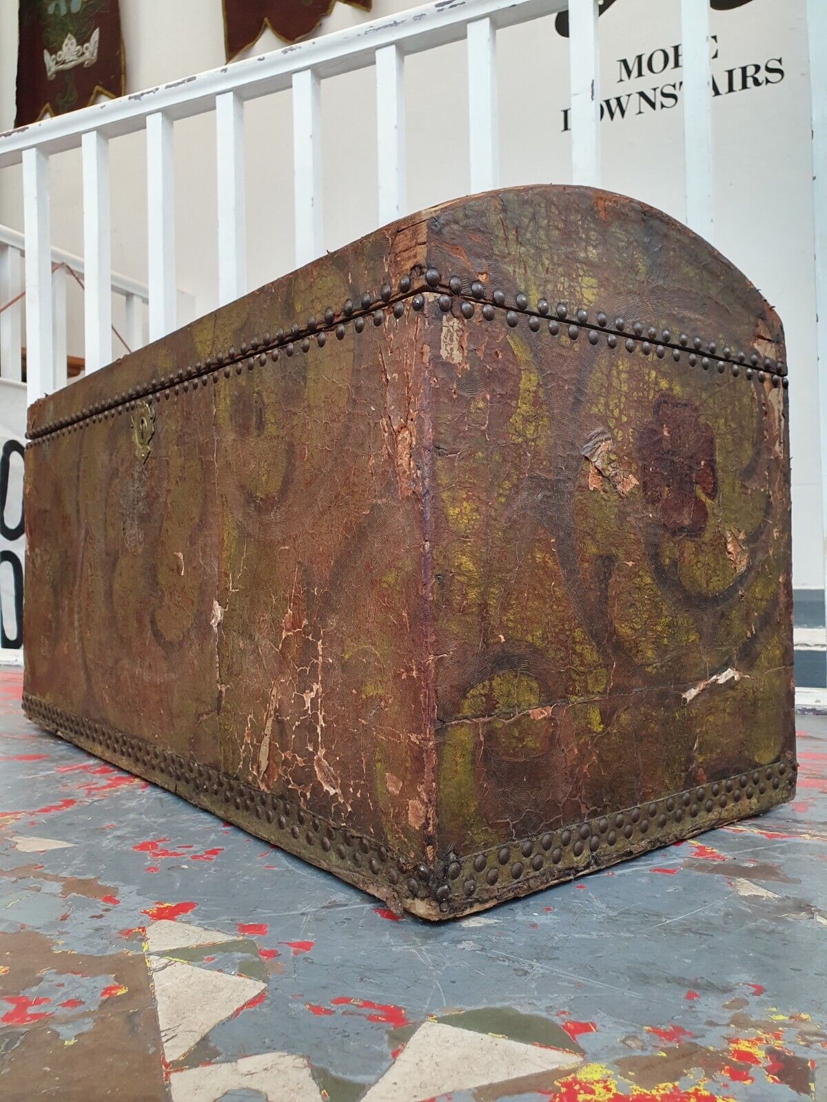 18th Century Swedish Painted Leather Bound Marriage Chest