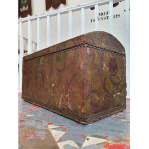 18th Century Swedish Painted Leather Bound Marriage Chest