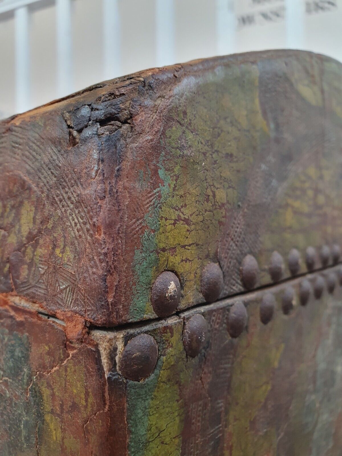 18th Century Swedish Painted Leather Bound Marriage Chest