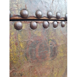 18th Century Swedish Painted Leather Bound Marriage Chest
