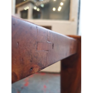 1960s Solid Walnut Brutalist Belgian Coffee Table.