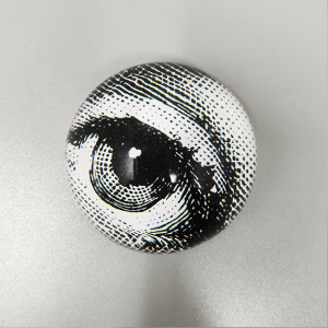 1970s Piero Fornasetti Crystal Paperweight Sphere. Made in Italy