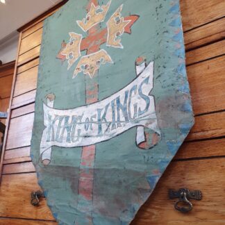 19th Century Ecclesiastical Hand Painted 'King of Kings' Vellum Church Hanging.
