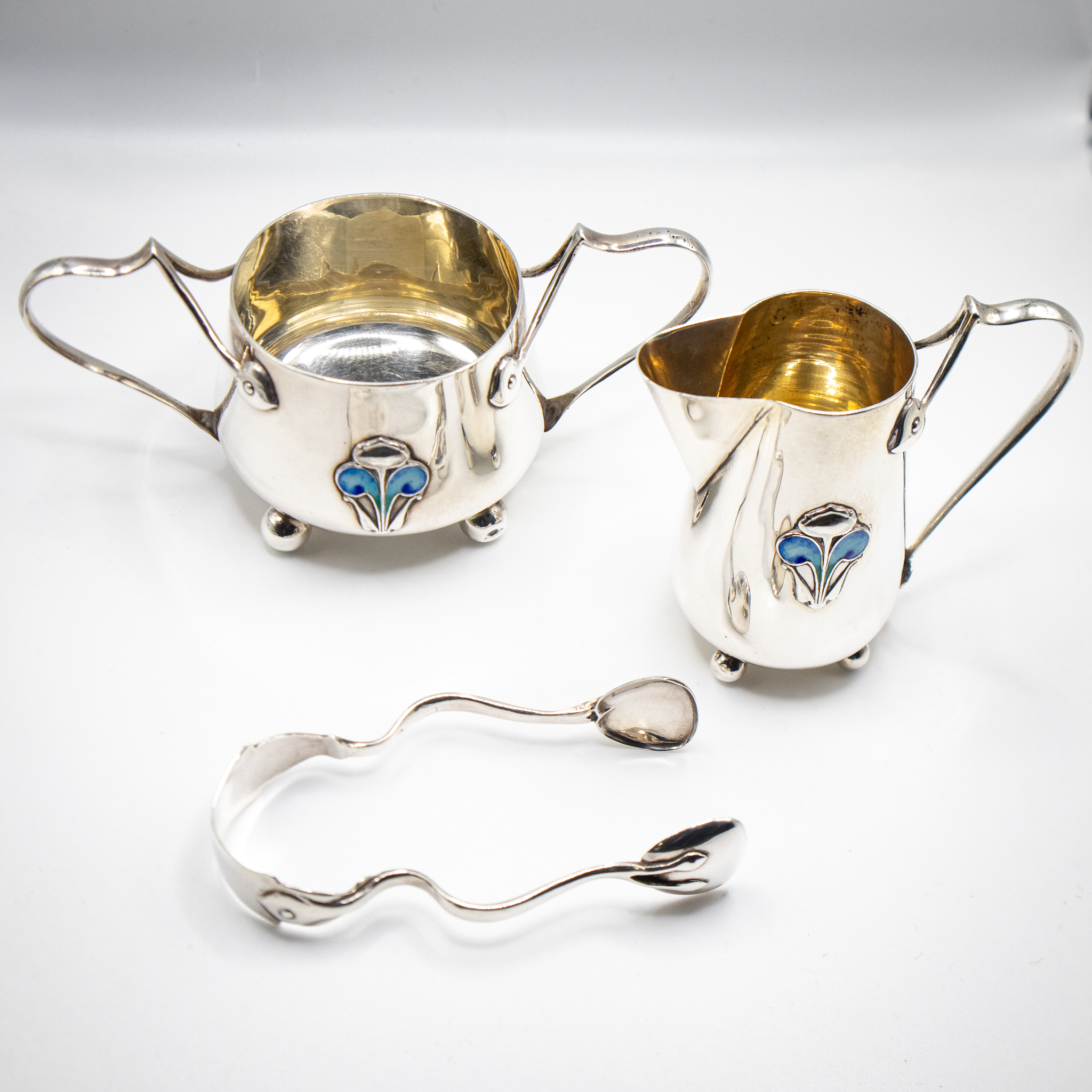 Stunning Art Nouveau Silver Bachelor Trio
