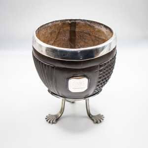 Georgian Coconut Cup with Silver Rim and Feet