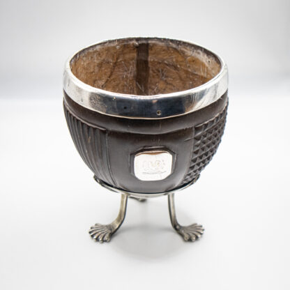 Georgian Coconut Cup with Silver Rim and Feet - Image 5