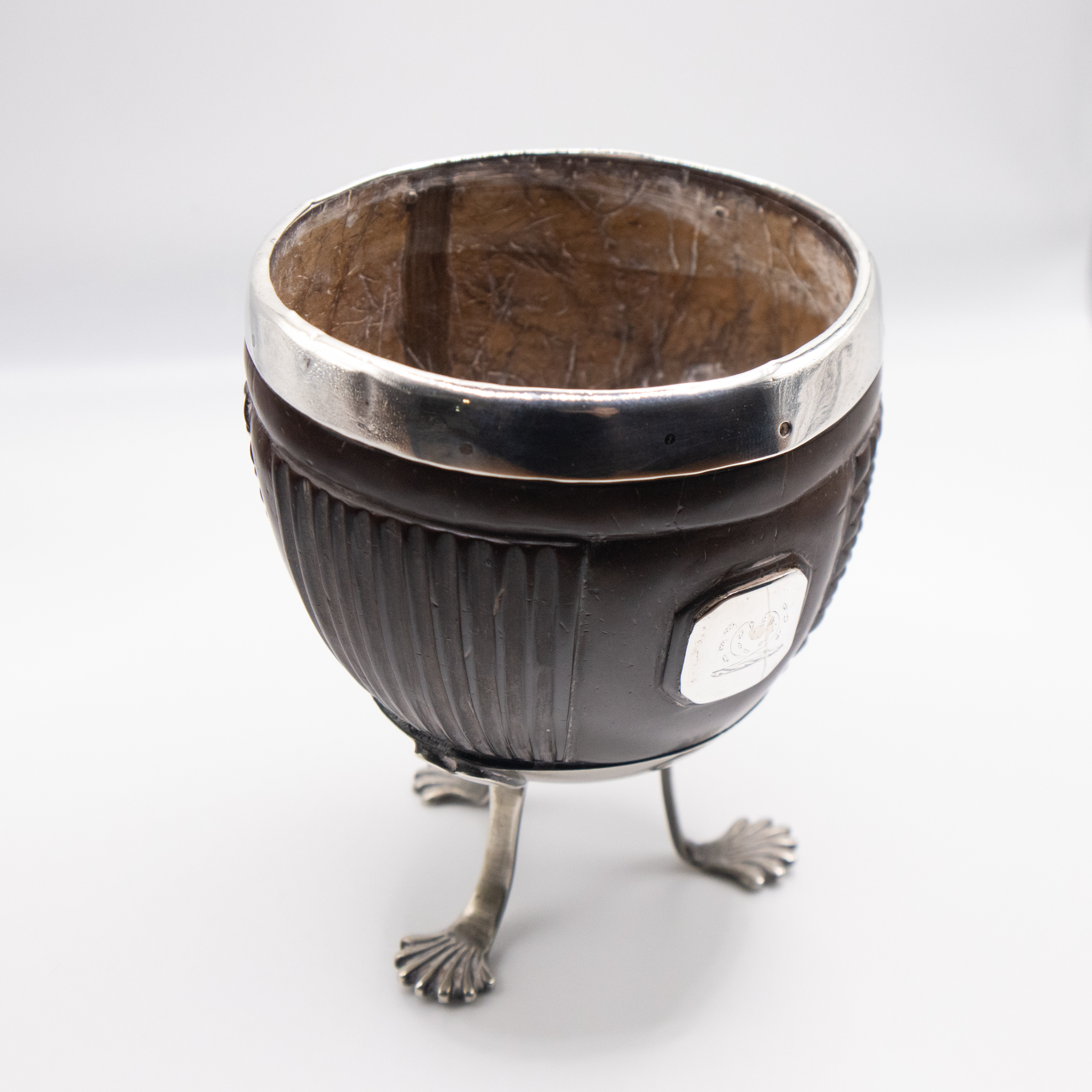 Georgian Coconut Cup with Silver Rim and Feet