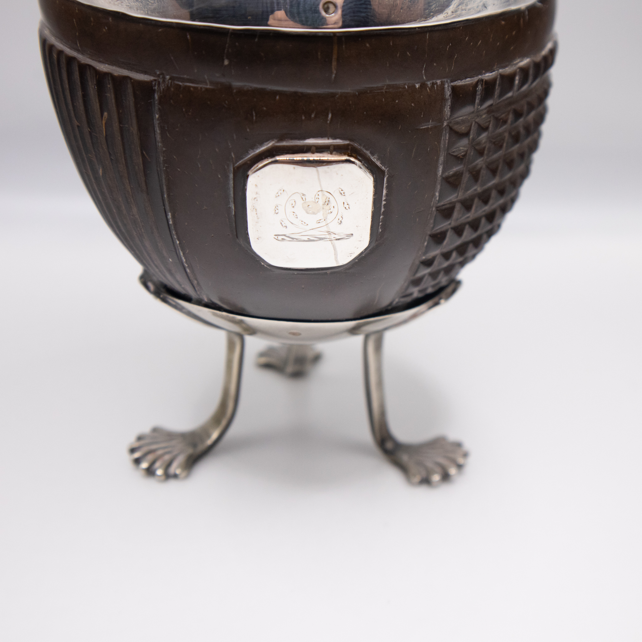 Georgian Coconut Cup with Silver Rim and Feet