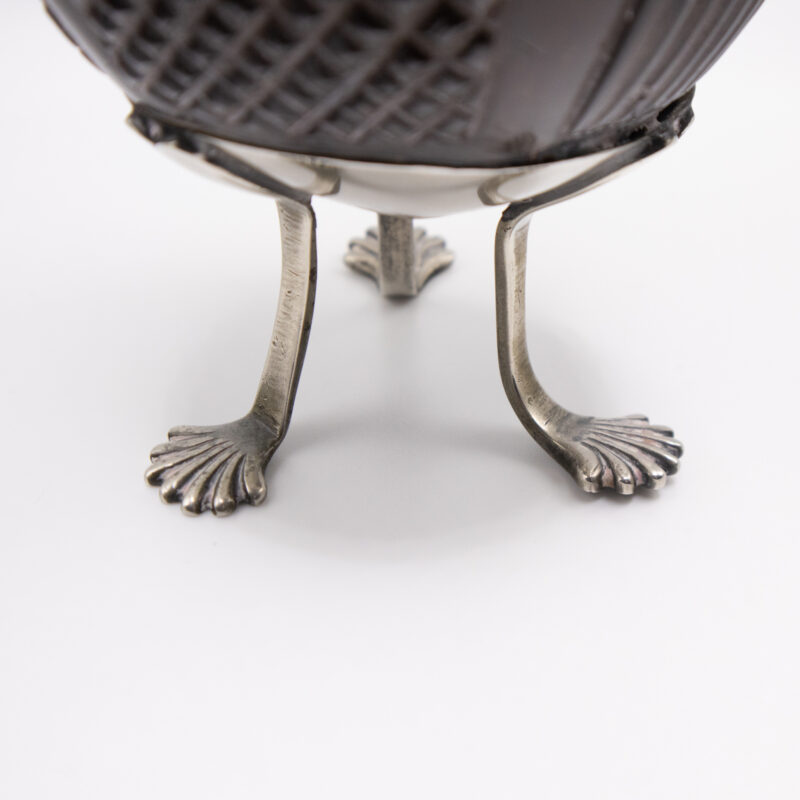 Georgian Coconut Cup with Silver Rim and Feet