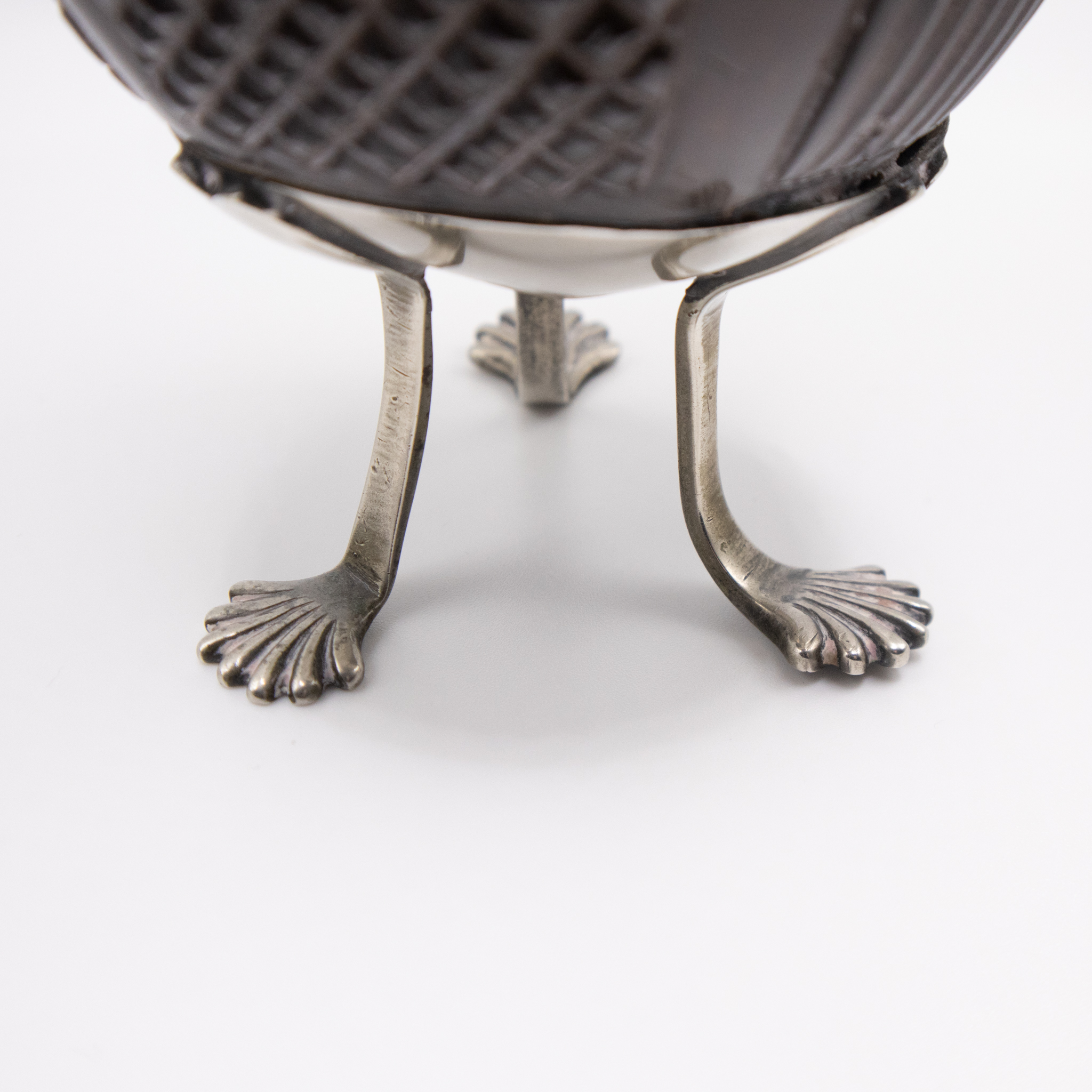 Georgian Coconut Cup with Silver Rim and Feet