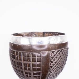 Georgian Coconut Cup with Silver Rim and Feet